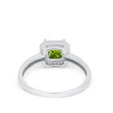 Halo Engagement Ring Simulated Cubic Zirconia 925 Sterling Silver