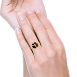 Peace Sign Ring Simulated Turquoise Cubic Zirconia 925 Sterling Silver