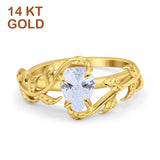 14K Gold Pear Teardrop Vintage Style Cubic Zirconia Engagement Ring