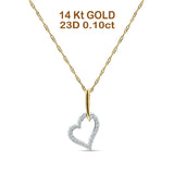 Diamond Heart Pendant Necklace 14K Two Tone Gold 0.10ct