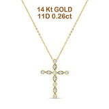 Diamond Cross Pendant Necklace 14K Gold 0.26ct