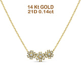Diamond Pendant Flower Necklace 14K Gold 0.14ct