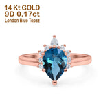 14K Gold 1.5ct Teardrop Art Deco Pear 9mmx6mm G SI Diamond Engagement Wedding Ring