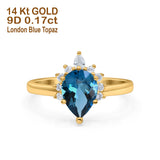 14K Gold 1.5ct Teardrop Art Deco Pear 9mmx6mm G SI Diamond Engagement Wedding Ring