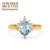 14K Gold 1.5ct Teardrop Art Deco Pear 9mmx6mm G SI Diamond Engagement Wedding Ring