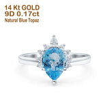 14K Gold 1.5ct Teardrop Art Deco Pear 9mmx6mm G SI Diamond Engagement Wedding Ring
