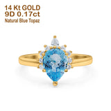 14K Gold 1.5ct Teardrop Art Deco Pear 9mmx6mm G SI Diamond Engagement Wedding Ring
