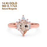 14K Gold 1.5ct Teardrop Art Deco Pear 9mmx6mm G SI Diamond Engagement Wedding Ring
