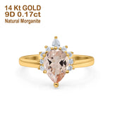 14K Gold 1.5ct Teardrop Art Deco Pear 9mmx6mm G SI Diamond Engagement Wedding Ring