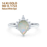 14K Gold 1.5ct Teardrop Art Deco Pear 9mmx6mm G SI Diamond Engagement Wedding Ring