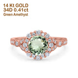 14K Gold 1.25ct Floral Art Deco Round 6mm G SI Diamond Engagement Wedding Ring