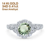 14K Gold 1.25ct Floral Art Deco Round 6mm G SI Diamond Engagement Wedding Ring