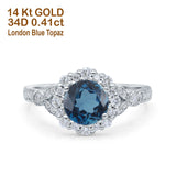 14K Gold 1.25ct Floral Art Deco Round 6mm G SI Diamond Engagement Wedding Ring