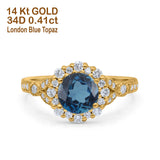 14K Gold 1.25ct Floral Art Deco Round 6mm G SI Diamond Engagement Wedding Ring
