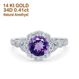 14K Gold 1.25ct Floral Art Deco Round 6mm G SI Diamond Engagement Wedding Ring