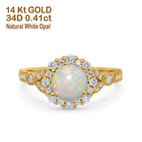 14K Gold 1.25ct Floral Art Deco Round 6mm G SI Diamond Engagement Wedding Ring