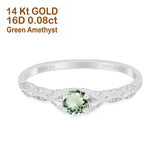 14K Gold 0.33ct Round Petite Dainty Art Deco 4mm G SI Diamond Engagement Wedding Ring