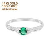 14K Gold 0.33ct Round Petite Dainty Art Deco 4mm G SI Diamond Engagement Wedding Ring