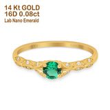 14K Gold 0.33ct Round Petite Dainty Art Deco 4mm G SI Diamond Engagement Wedding Ring
