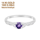 14K Gold 0.33ct Round Petite Dainty Art Deco 4mm G SI Diamond Engagement Wedding Ring