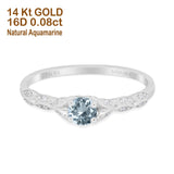 14K Gold 0.33ct Round Petite Dainty Art Deco 4mm G SI Diamond Engagement Wedding Ring