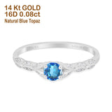 14K Gold 0.33ct Round Petite Dainty Art Deco 4mm G SI Diamond Engagement Wedding Ring