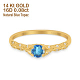 14K Gold 0.33ct Round Petite Dainty Art Deco 4mm G SI Diamond Engagement Wedding Ring