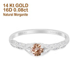 14K Gold 0.33ct Round Petite Dainty Art Deco 4mm G SI Diamond Engagement Wedding Ring