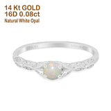 14K Gold 0.33ct Round Petite Dainty Art Deco 4mm G SI Diamond Engagement Wedding Ring