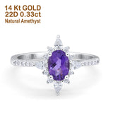 14K Gold 1.54ct Vintage Oval 8mmx6mm G SI Diamond Engagement Wedding Ring