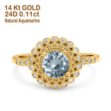14K Gold 0.77ct Halo Art Deco Round 5.5mm G SI Diamond Engagement Wedding Ring