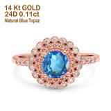 14K Gold 0.77ct Halo Art Deco Round 5.5mm G SI Diamond Engagement Wedding Ring