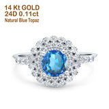 14K Gold 0.77ct Halo Art Deco Round 5.5mm G SI Diamond Engagement Wedding Ring