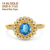 14K Gold 0.77ct Halo Art Deco Round 5.5mm G SI Diamond Engagement Wedding Ring