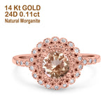 14K Gold 0.77ct Halo Art Deco Round 5.5mm G SI Diamond Engagement Wedding Ring