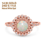 14K Gold 0.77ct Halo Art Deco Round 5.5mm G SI Diamond Engagement Wedding Ring