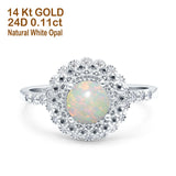14K Gold 0.77ct Halo Art Deco Round 5.5mm G SI Diamond Engagement Wedding Ring