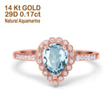 14K Gold 1.42ct Teardrop Pear Halo 8mmx6mm G SI Diamond Engagement Wedding Ring