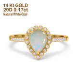14K Gold 1.42ct Teardrop Pear Halo 8mmx6mm G SI Diamond Engagement Wedding Ring