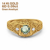 14K Gold 0.15ct Round Antique Style 5mm G SI Diamond Engagement Wedding Ring