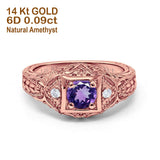 14K Gold 0.15ct Round Antique Style 5mm G SI Diamond Engagement Wedding Ring