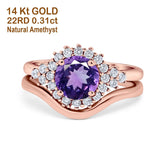 14K Gold 1.59ct Round Two Piece Halo 7mm G SI Diamond Engagement Wedding Ring