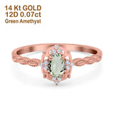 14K Gold 0.5ct Oval Vintage Floral 6mmx4mm G SI Diamond Engagement Wedding Ring