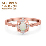 14K Gold 0.5ct Oval Vintage Floral 6mmx4mm G SI Diamond Engagement Wedding Ring