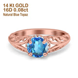 14K Gold 1.11ct Round Art Deco Filigree 6.5mm G SI Diamond Engagement Wedding Ring