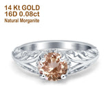 14K Gold 1.11ct Round Art Deco Filigree 6.5mm G SI Diamond Engagement Wedding Ring
