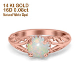 14K Gold 1.11ct Round Art Deco Filigree 6.5mm G SI Diamond Engagement Wedding Ring