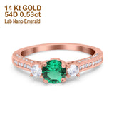 14K Gold 1.37ct Round Three Stone Vintage 6mm G SI Diamond Engagement Wedding Ring