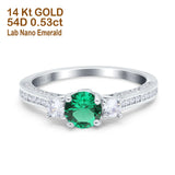 14K Gold 1.37ct Round Three Stone Vintage 6mm G SI Diamond Engagement Wedding Ring
