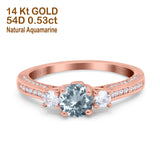 14K Gold 1.37ct Round Three Stone Vintage 6mm G SI Diamond Engagement Wedding Ring